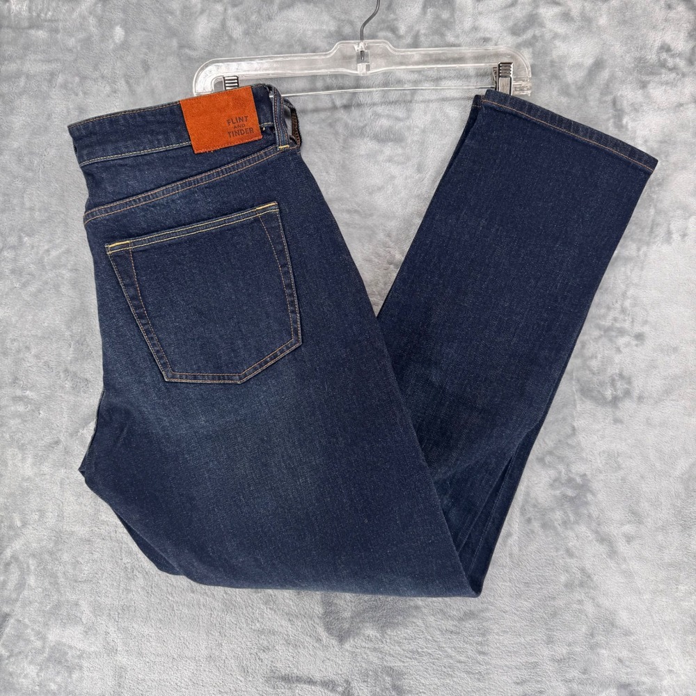 Flint and Tinder selvedge‎ Athletic Tapered Fit Dark Wash Denim Jeans Mens 36x34